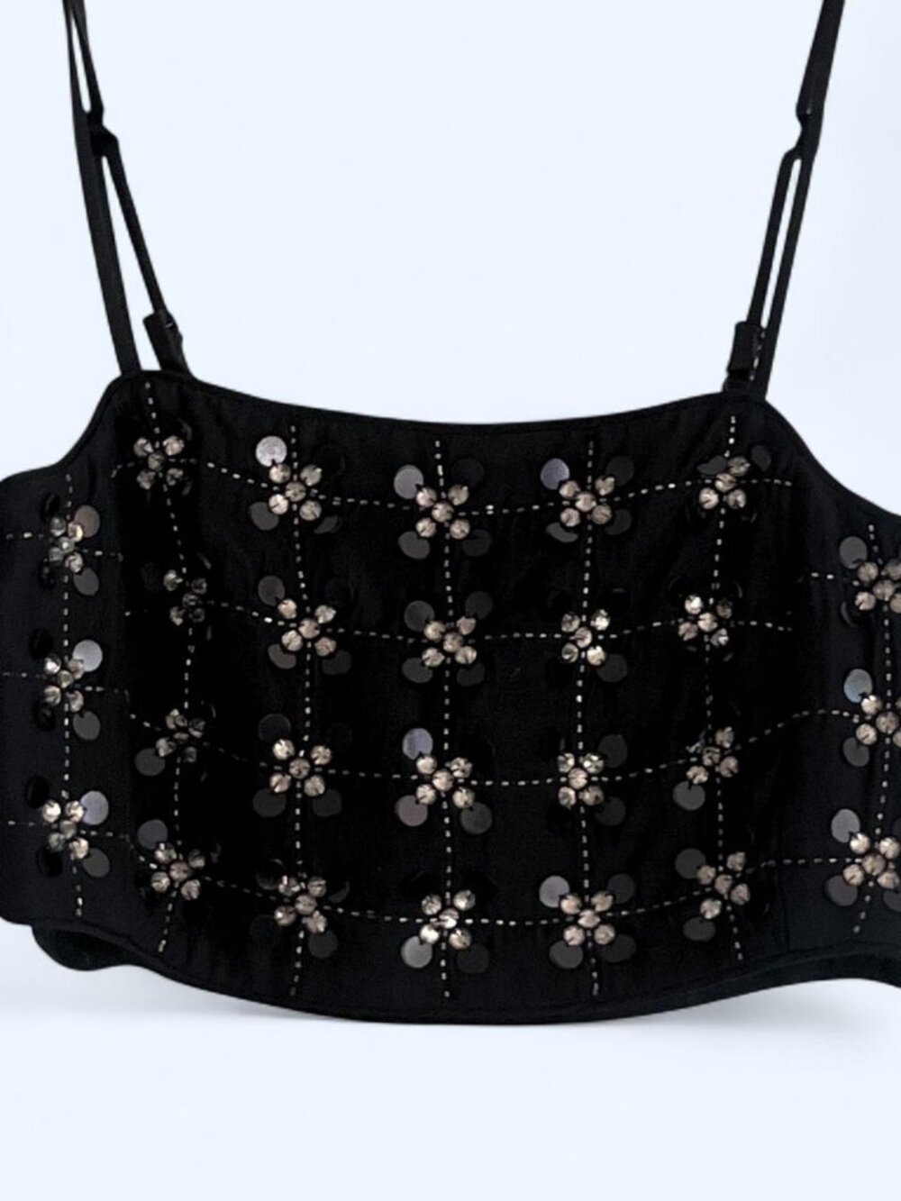 & other stories embellished black crop top Size xs